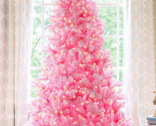 Pretty in Pink | A roundup of pink Christmas trees 🎀 cover photo collage