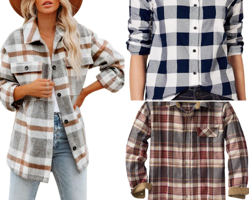 Flannel work outfits for men and women cover photo collage