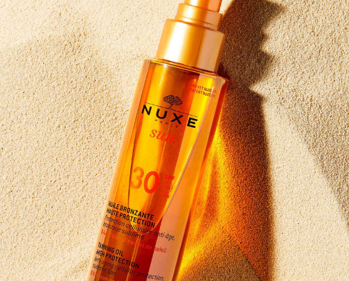Nuxe Sun Tanning Oil SPF 30 cover photo collage