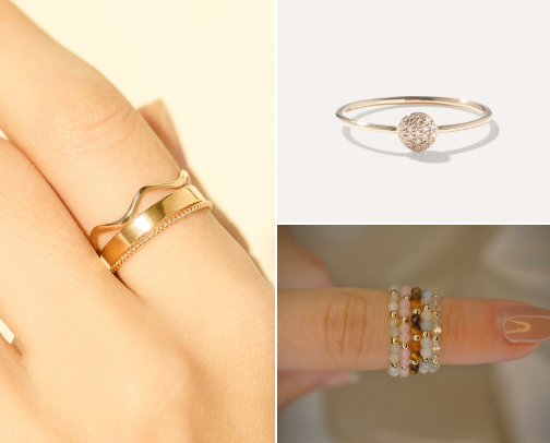 Everyday Jewelry Stack: Gold, diamonds, and stretchy rings (who'd have thought!) cover photo collage
