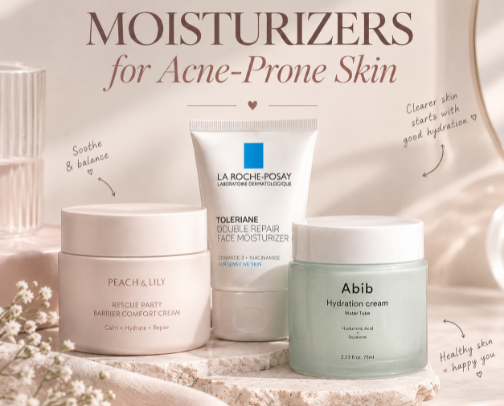 🫧 MOISTURIZERS FOR ACNE-PRONE SKIN 🫧 cover photo collage