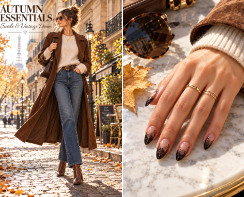 Autumn Essentials: Suede Trench & Vintage Denim Look cover photo collage