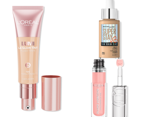 Simple everyday drugstore make up cover photo collage