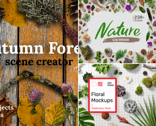 Botanical Mockup Scene Generator Kits #NoAI cover photo collage