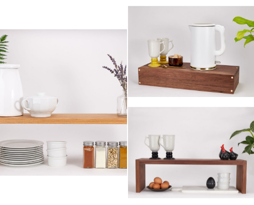 Decorative shelving cover photo collage