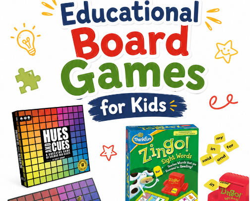 Educational Board Games for Kids That Boost Your Child’s Brain cover photo collage