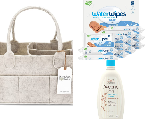 Everything in my nappy/diaper caddy that I use everyday cover photo collage