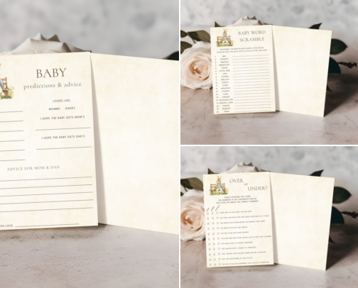 Printable Baby Shower Games & Activities cover photo collage