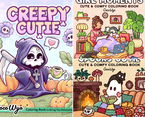 Coloring Books for Spooky Adults 👻 cover photo collage