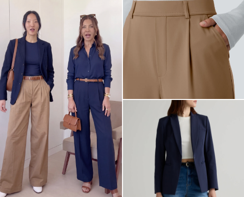 navy blue + camel = old money cover photo collage