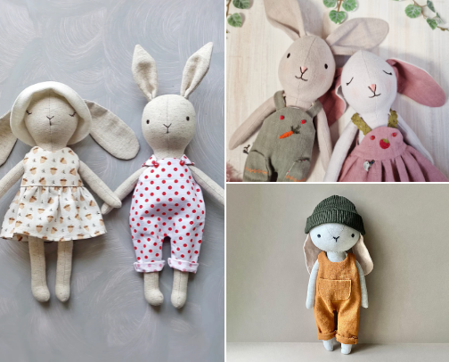 CUTE STUFFED BUNNY DOLL PATTERN ( A TUTORIAL ) cover photo collage