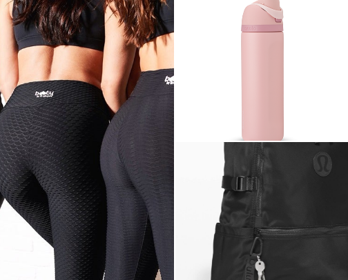 Yoga essentials, workout gear, and fitness must-haves. cover photo collage