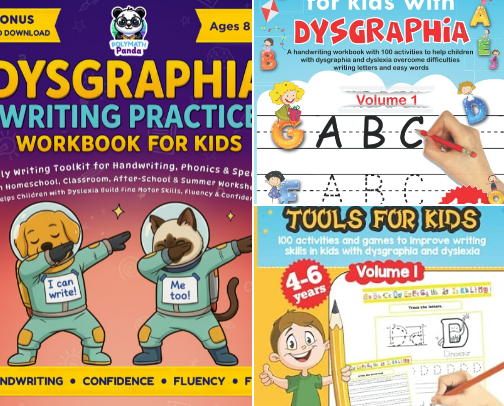 Read Free - Dysgraphia Writing Practice Workbook for Kids Ages 8-10: Daily Writing Toolkit for Handwriting, Phonics & Spelling | Fun Homeschool, Classroom, ... for Dyslexia, Dysgraphia & Dyscalculia) Guide cover photo collage