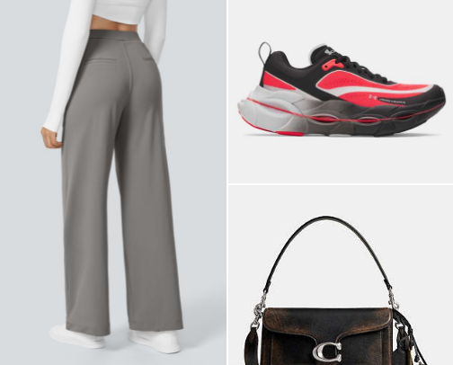 Fun ,favorite everyday clothes, shoes, sneakers, and handbags cover photo collage