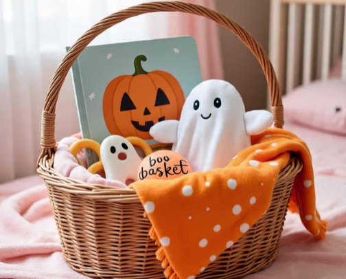 Baby Girl Boo Basket cover photo collage