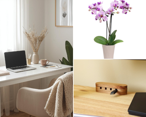 Aesthetic & Productive Home Office Setup (That Girl Edition) | Elegant Desk & Productivity Essentials cover photo collage