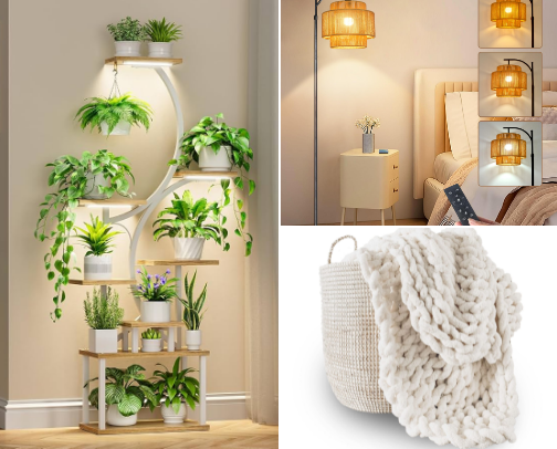 Cozy boho living room cover photo collage