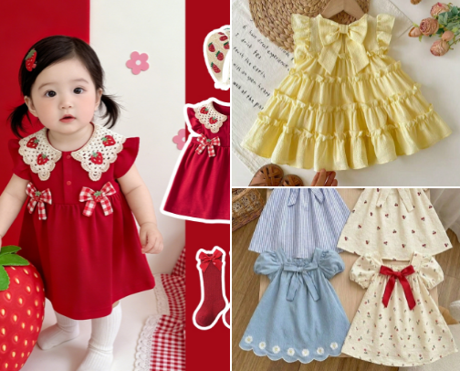 Baby girl outfits cover photo collage