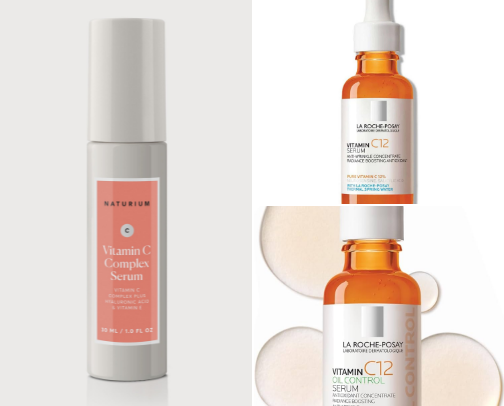 Vitamin C serum and sunscreen for Dry skins cover photo collage