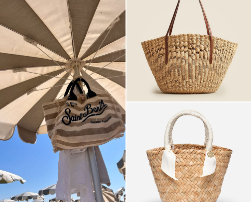 Beach bags for summer cover photo collage