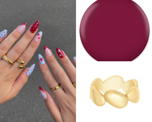 🍷🩵 burgundy and blue star nails cover photo collage