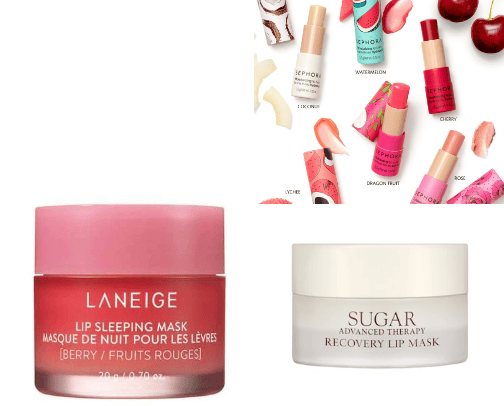 Lips and eye serums cover photo collage