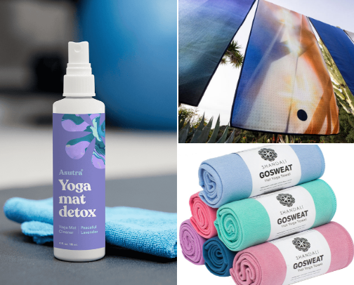 Yoga Flow and workout items to build muscle and confidence. cover photo collage