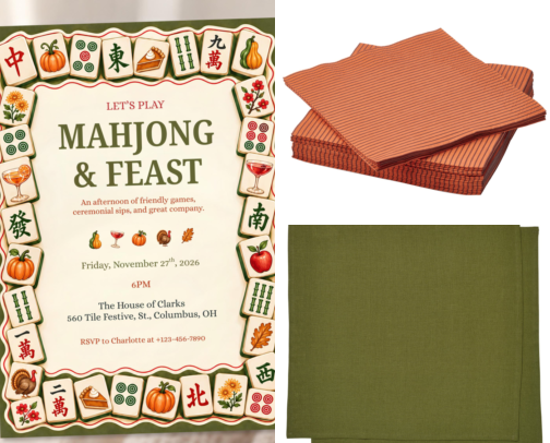Mahjong Friendsgiving Party Ideas cover photo collage