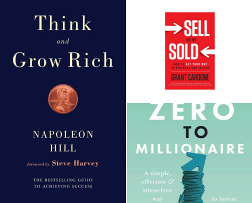 Books I read to learn about financial freedom and self growth with honest reviews ✨ cover photo collage