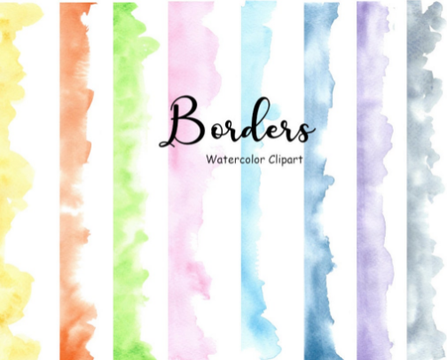 Hand-made Watercolor Borders Clipart #NoAI cover photo collage