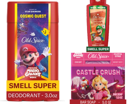 Old Spice x The Super Mario Galaxy Movie Collection cover photo collage