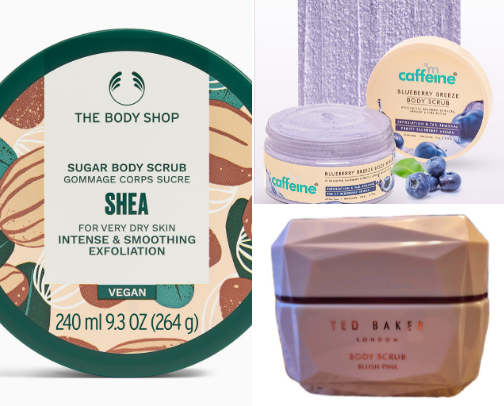 Exfoliators/body scrubs cover photo collage