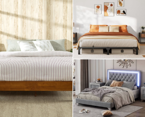 I Finally Found a Bed Frame That Doesn't Squeak When I Roll Over cover photo collage