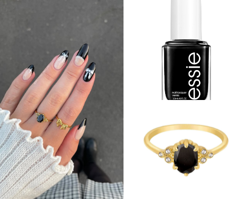 🖤🎀 essie ballet noir nails cover photo collage