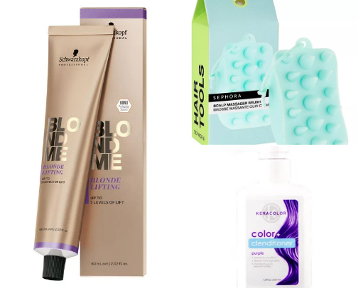 affordable hair products for blondes👩🏼 cover photo collage