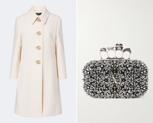 White and Gold Outfits Aesthetic: Best 1980s Vintage Chanel Chain Belts, Luxury White Wool Coats & Heavy Statement Jewelry cover photo collage