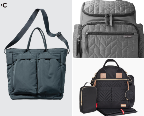 Spacious mom bags with Babies essentials for travel and daily use. cover photo collage