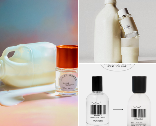 Milk perfumes cover photo collage
