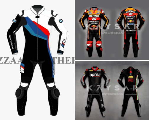 Moto racing suits cover photo collage