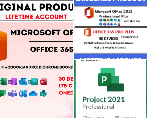 Microsoft office pro plus for windows & IOS cover photo collage