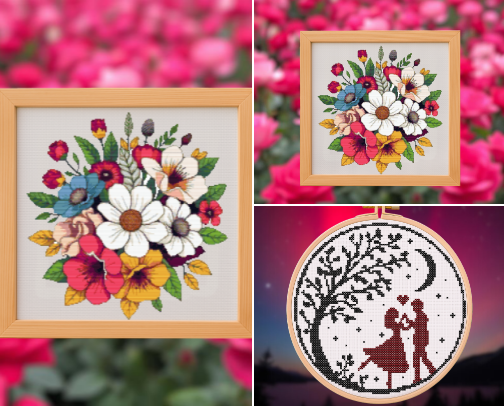 Romantic Cross Stitch Patterns cover photo collage