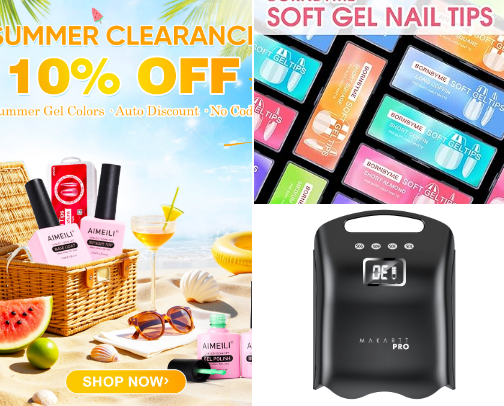 At home nail products cover photo collage