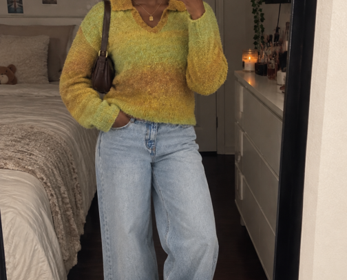 Green & Mustard Sweater Outfit 🍂 Cozy Fall Fashion Inspo cover photo collage