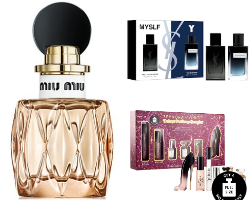 Perfumes for men and women cover photo collage