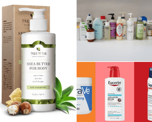 Body care items cover photo collage