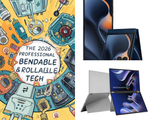 The 2026 Professional Guide to Bendable & Rollable Tech cover photo collage