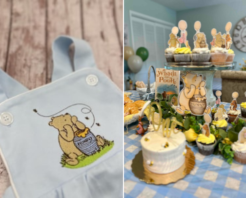 How is your baby already one?? Let’s celebrate!! Winnie the Pooh First Birthday Party cover photo collage