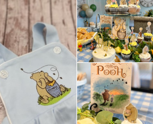 How is your baby already one?? Let’s celebrate!! Winnie the Pooh First Birthday Party cover photo collage