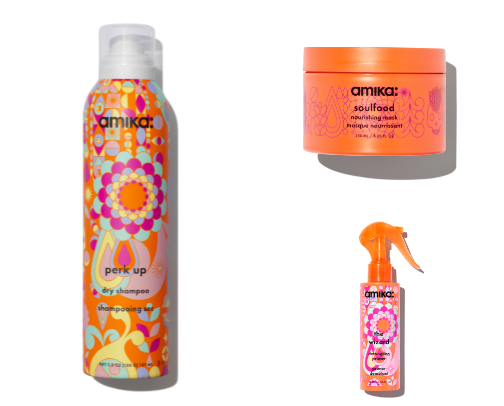 My most used Amika products and some other haircare essentials cover photo collage