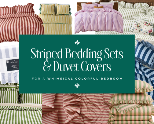Cotton & Linen Striped Bedding for a Colorful Bedroom cover photo collage